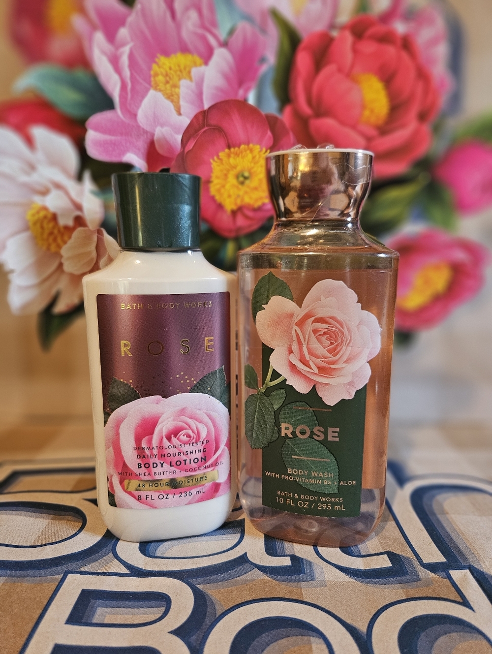 NWT Bath & Body Works Rose Body Care Set - Pink, Green, Gold